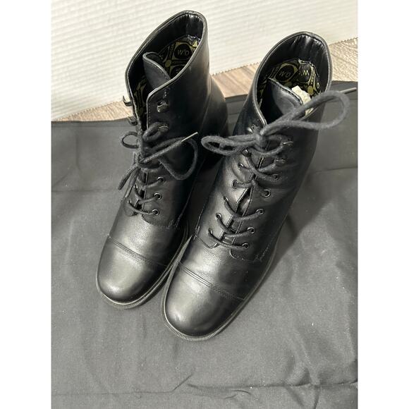 Caressa Lark Leather Boot Vintage black Block heel Size 7 - Picture 2 of 9